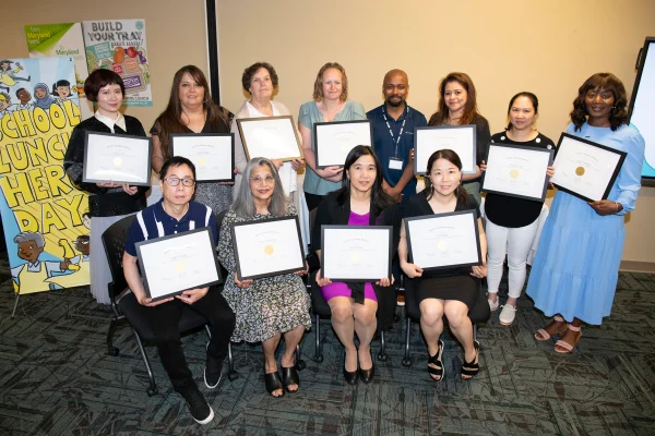 Those who were honored by the Division of Food and Nutrition services in 2024. Mrs. Wendy Stellakis, WCHS lunch professional honoree, is third from the left in the back row.
