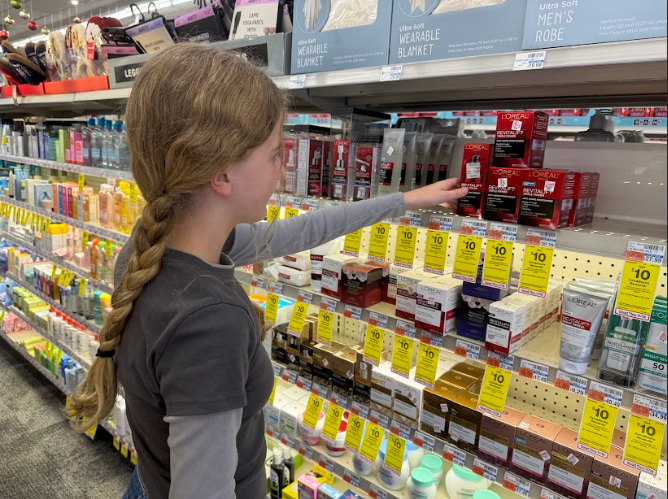 WCHS freshman Ava Dean looks for skincare products at CVS. Social media has encouraged many young teens to seek out Retinol products, despite the damage it could do to their skin.